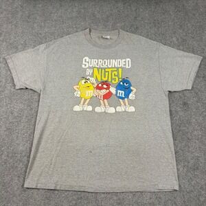 M&M T Shirt Mens XL Gray Surrounded By Nuts Graphic Short Sleeve Y2K Funny Humor